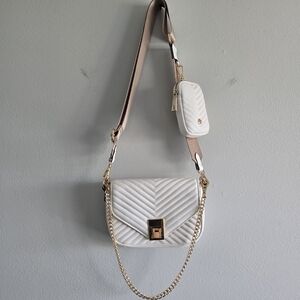 Aldo Cream Quilted Crossbody And Shoulder Bag